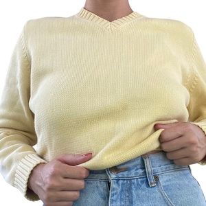 Vintage L.L. Bean Yellow Cotton V-neck Sweater 💛